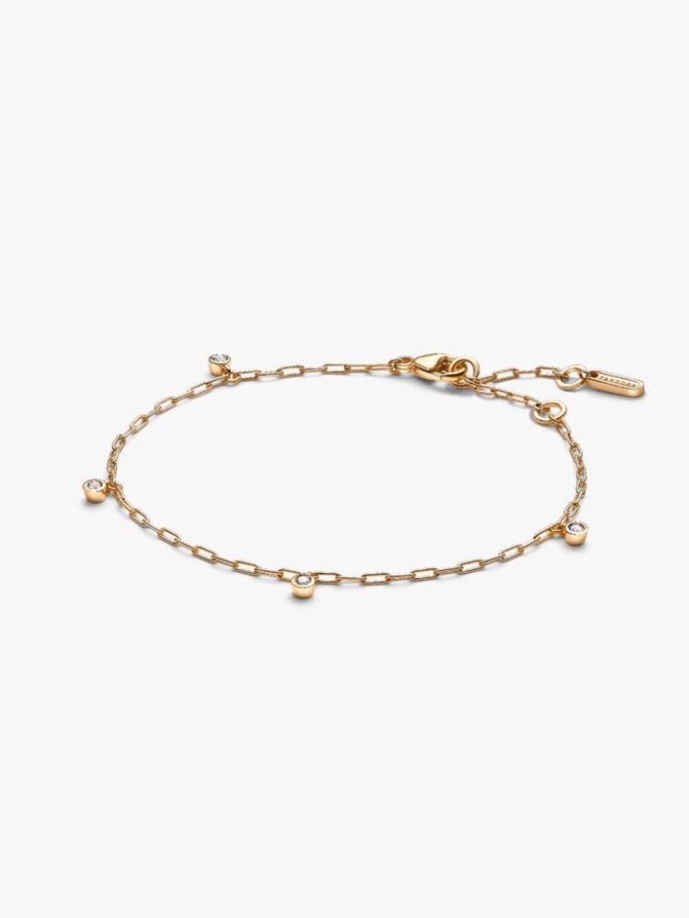 Pandora Era Bezel Lab-Grown Diamond Dangle Paperclip Chain Bracelet